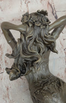 Dancing Maiden Bronze Sculpture – Art Nouveau on Marble Base