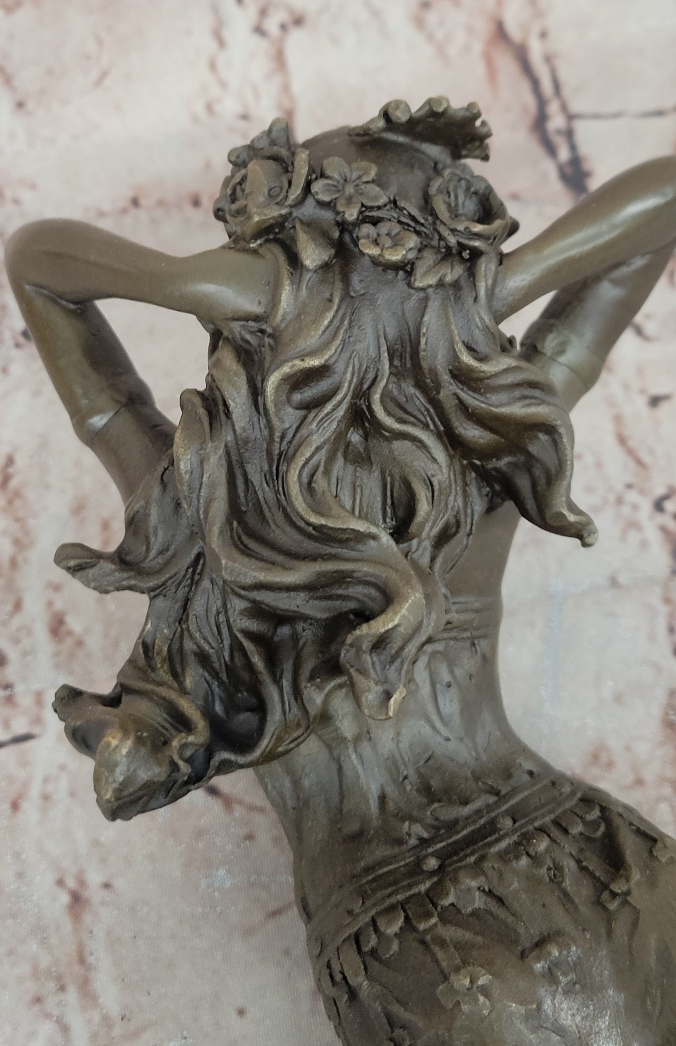 Dancing Maiden Bronze Sculpture – Art Nouveau on Marble Base