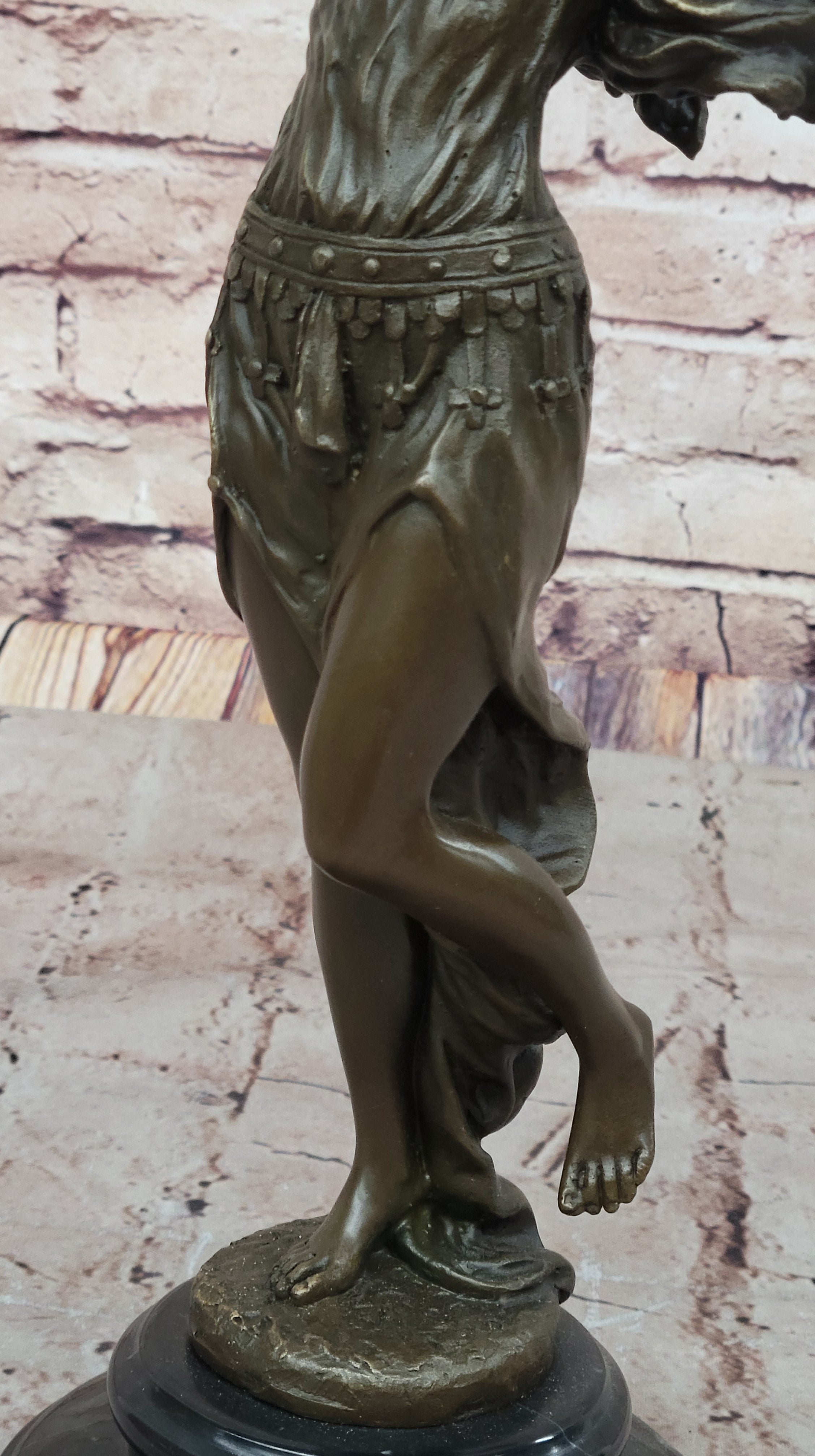 Dancing Maiden Bronze Sculpture – Art Nouveau on Marble Base