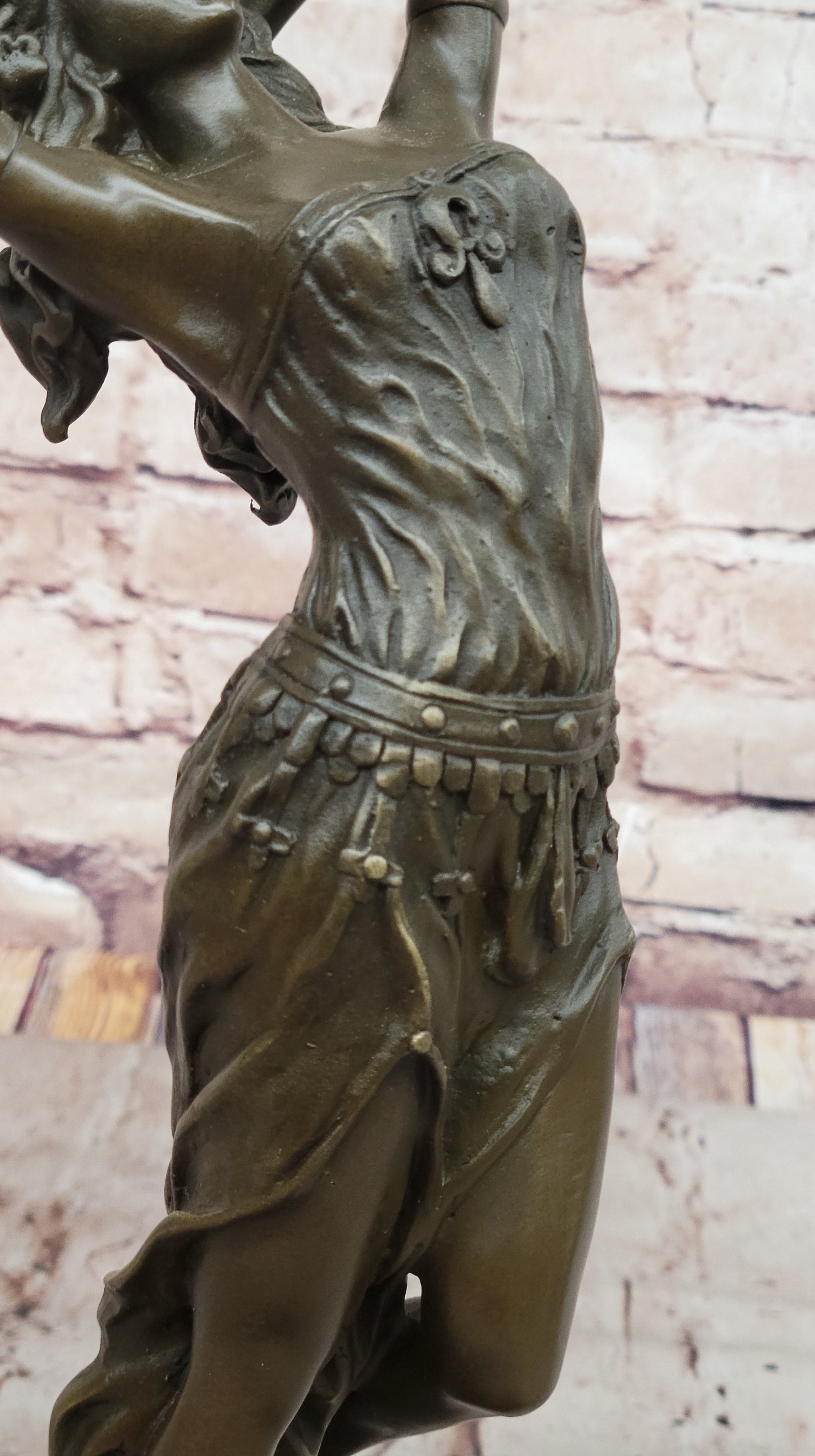 Dancing Maiden Bronze Sculpture – Art Nouveau on Marble Base