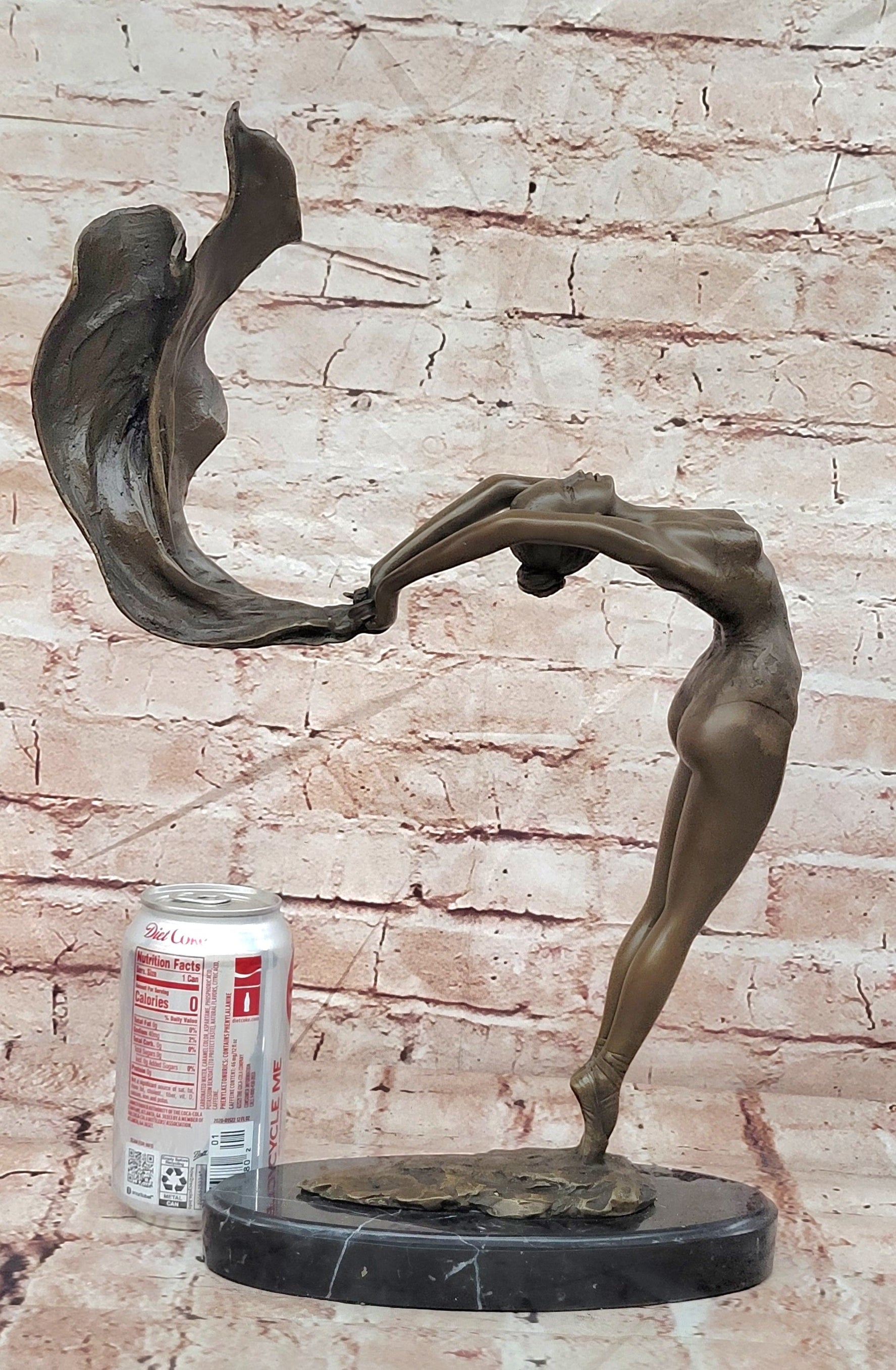 Signed Original Mavchi Ballet Dancer with Voile Bronze Sculpture Figurine Statue