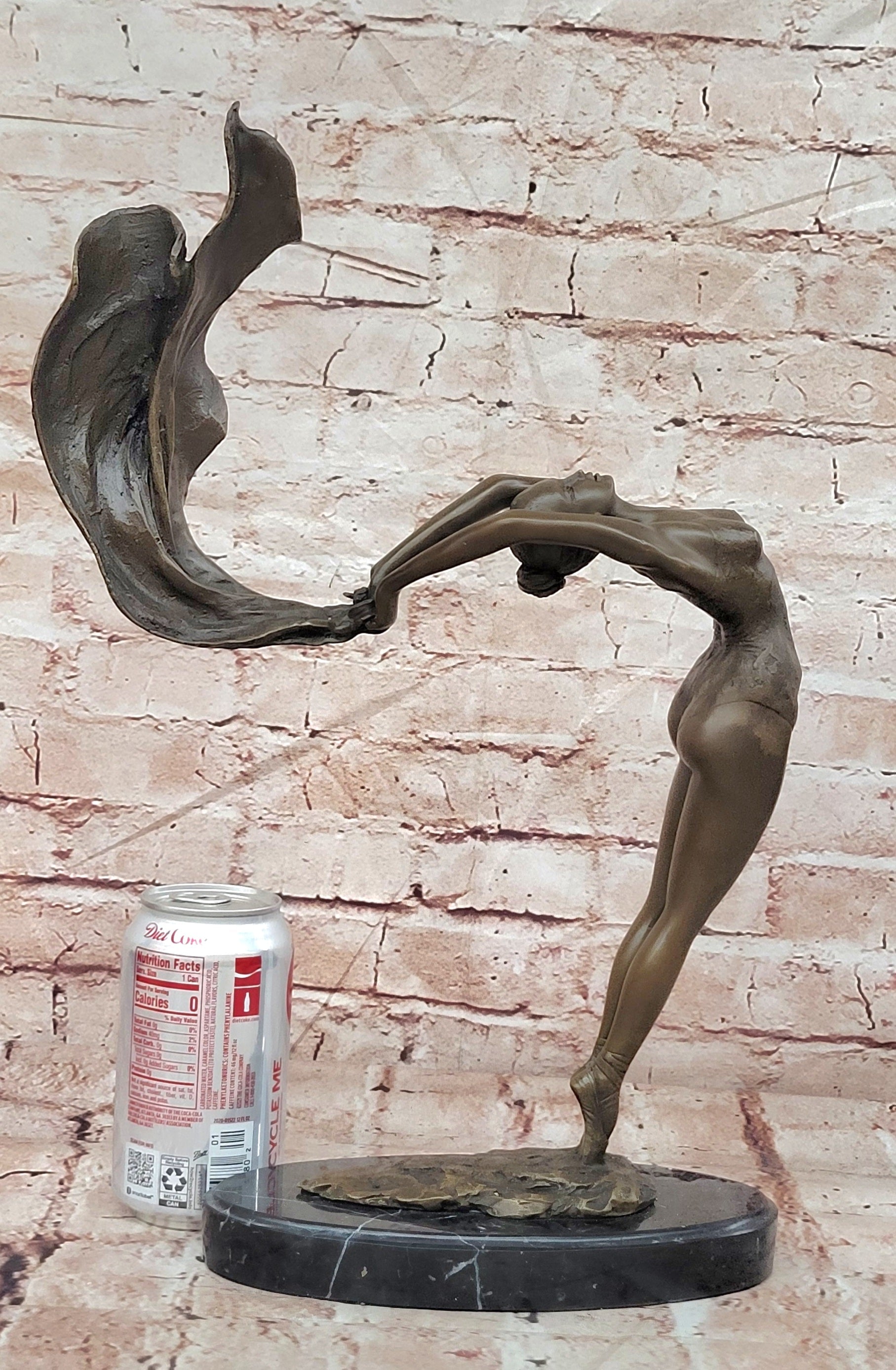 Signed Original Mavchi Ballet Dancer with Voile Bronze Sculpture Figurine Statue