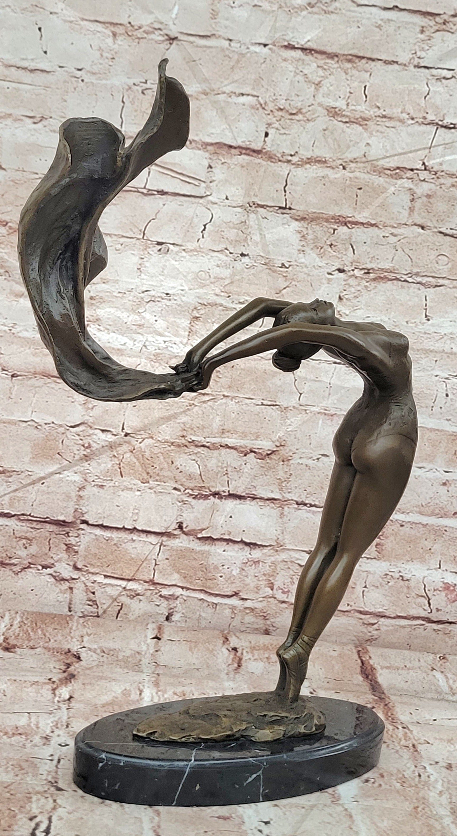 Signed Original Mavchi Ballet Dancer with Voile Bronze Sculpture Figurine Statue