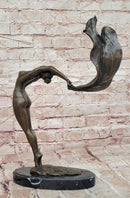 Signed Original Mavchi Ballet Dancer with Voile Bronze Sculpture Figurine Statue