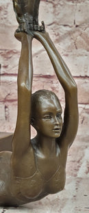 Signed Original Mavchi Ballet Dancer with Voile Bronze Sculpture Figurine Statue