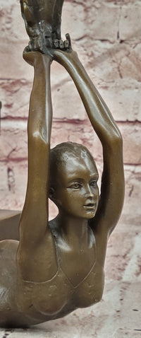 Signed Original Mavchi Ballet Dancer with Voile Bronze Sculpture Figurine Statue