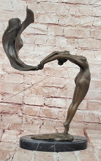 Signed Original Mavchi Ballet Dancer with Voile Bronze Sculpture Figurine Statue