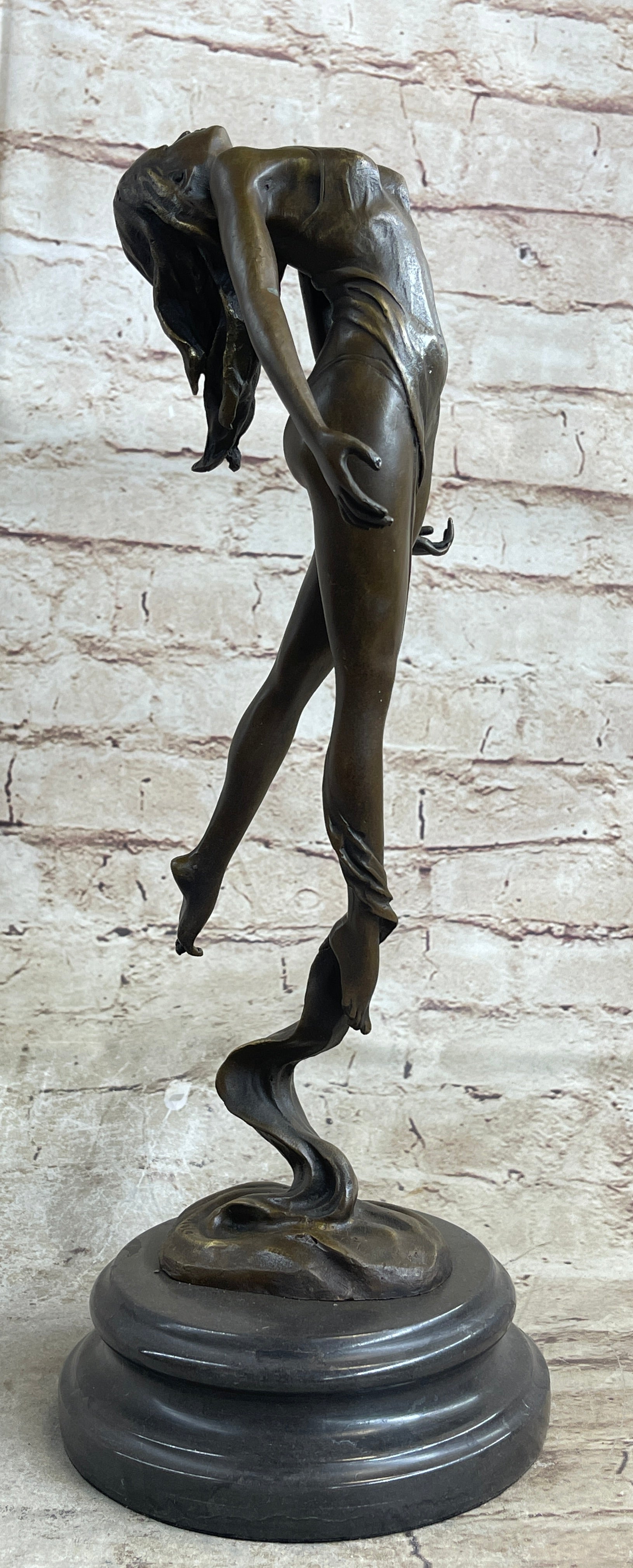 Scarf Dancer Pure Bronze Art Deco Signed Milo