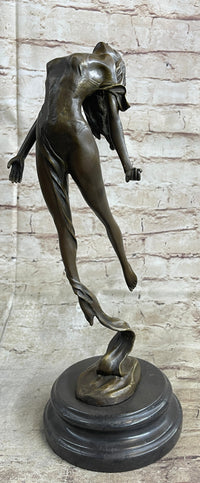 Scarf Dancer Pure Bronze Art Deco Signed Milo