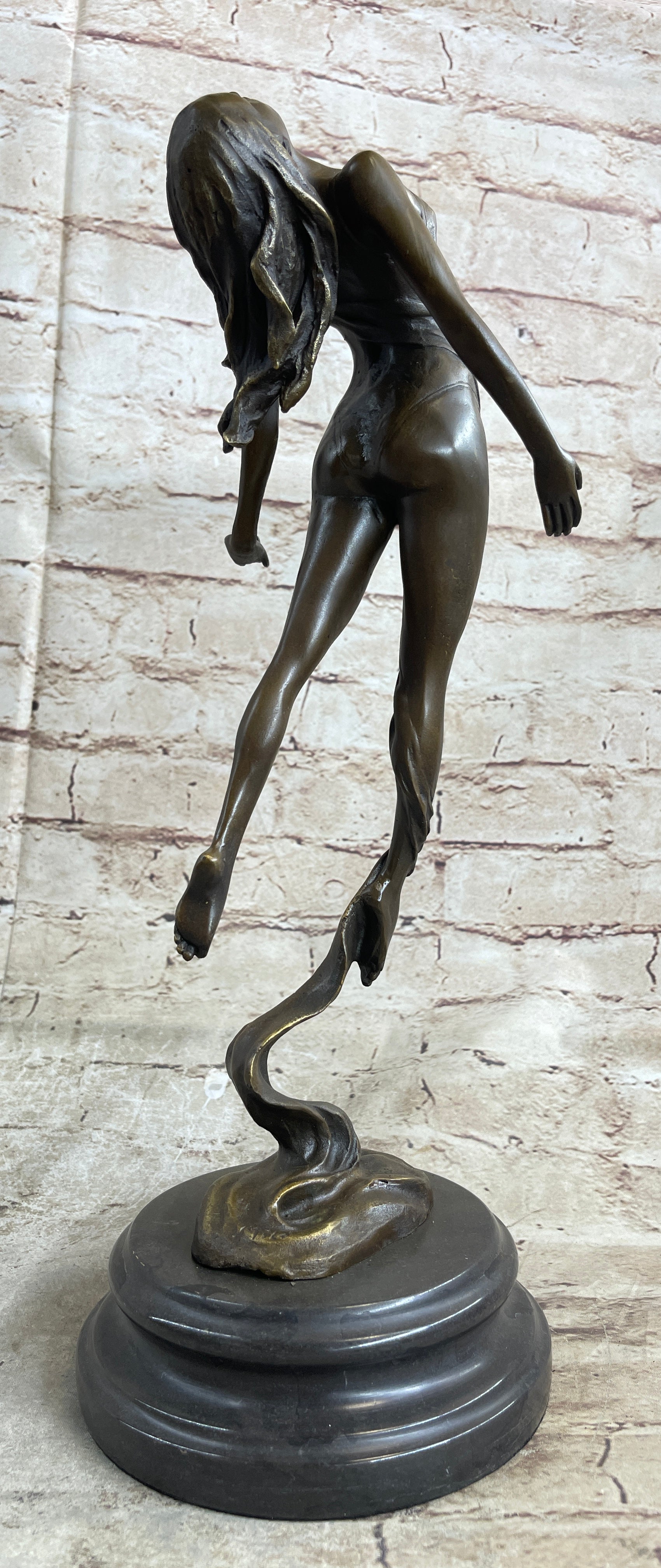 Scarf Dancer Pure Bronze Art Deco Signed Milo