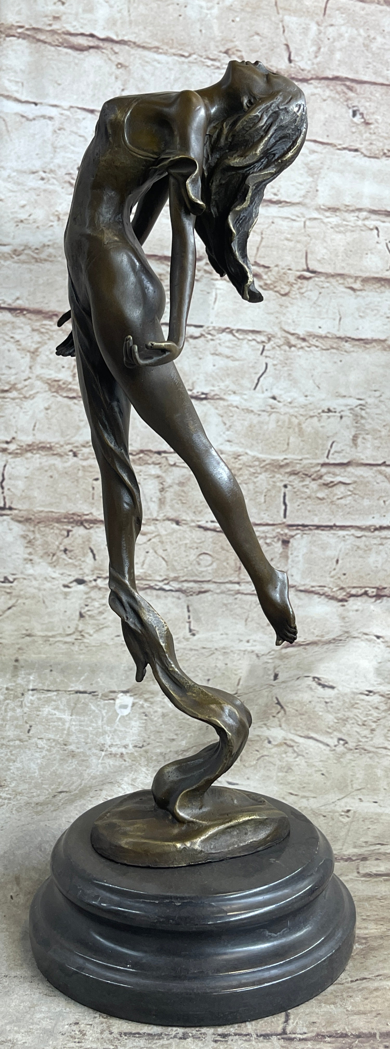 Scarf Dancer Pure Bronze Art Deco Signed Milo