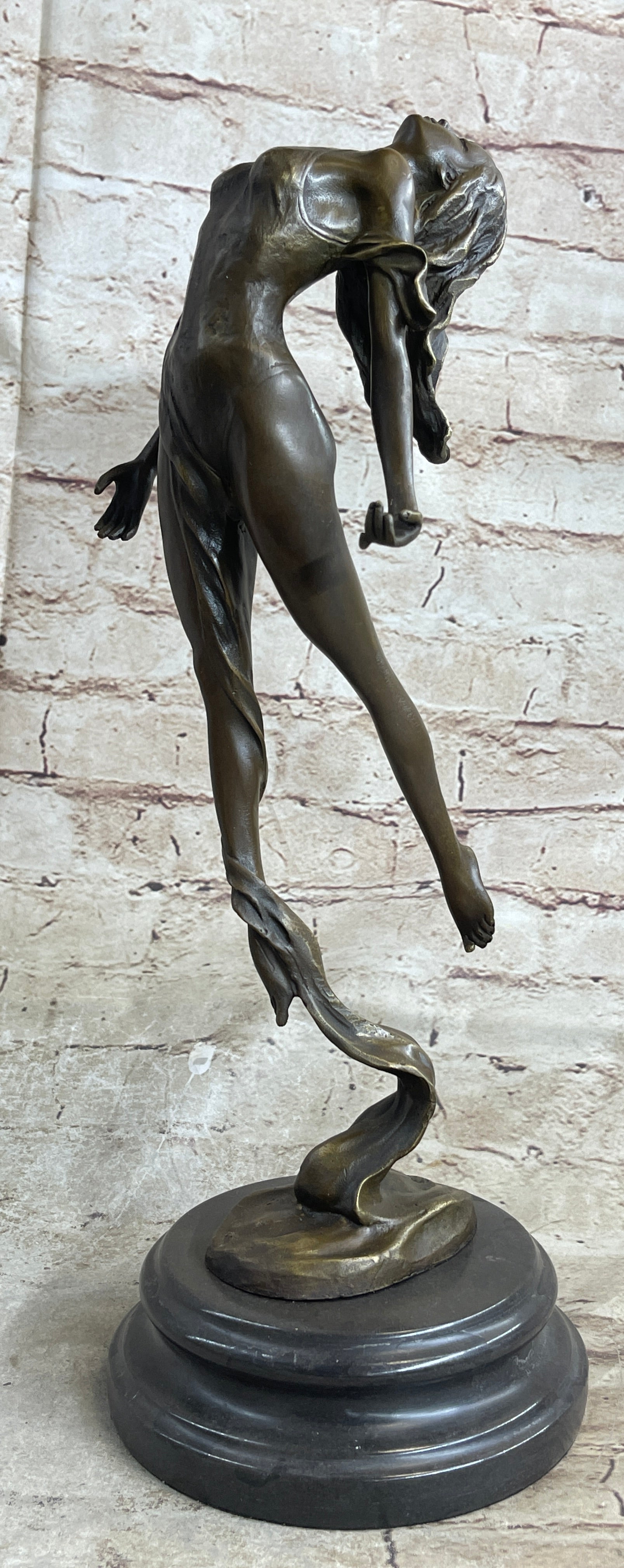 Scarf Dancer Pure Bronze Art Deco Signed Milo
