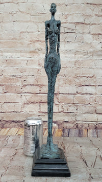 Hot Cast Bronze Standing Woman by Giacometti on Marble Base