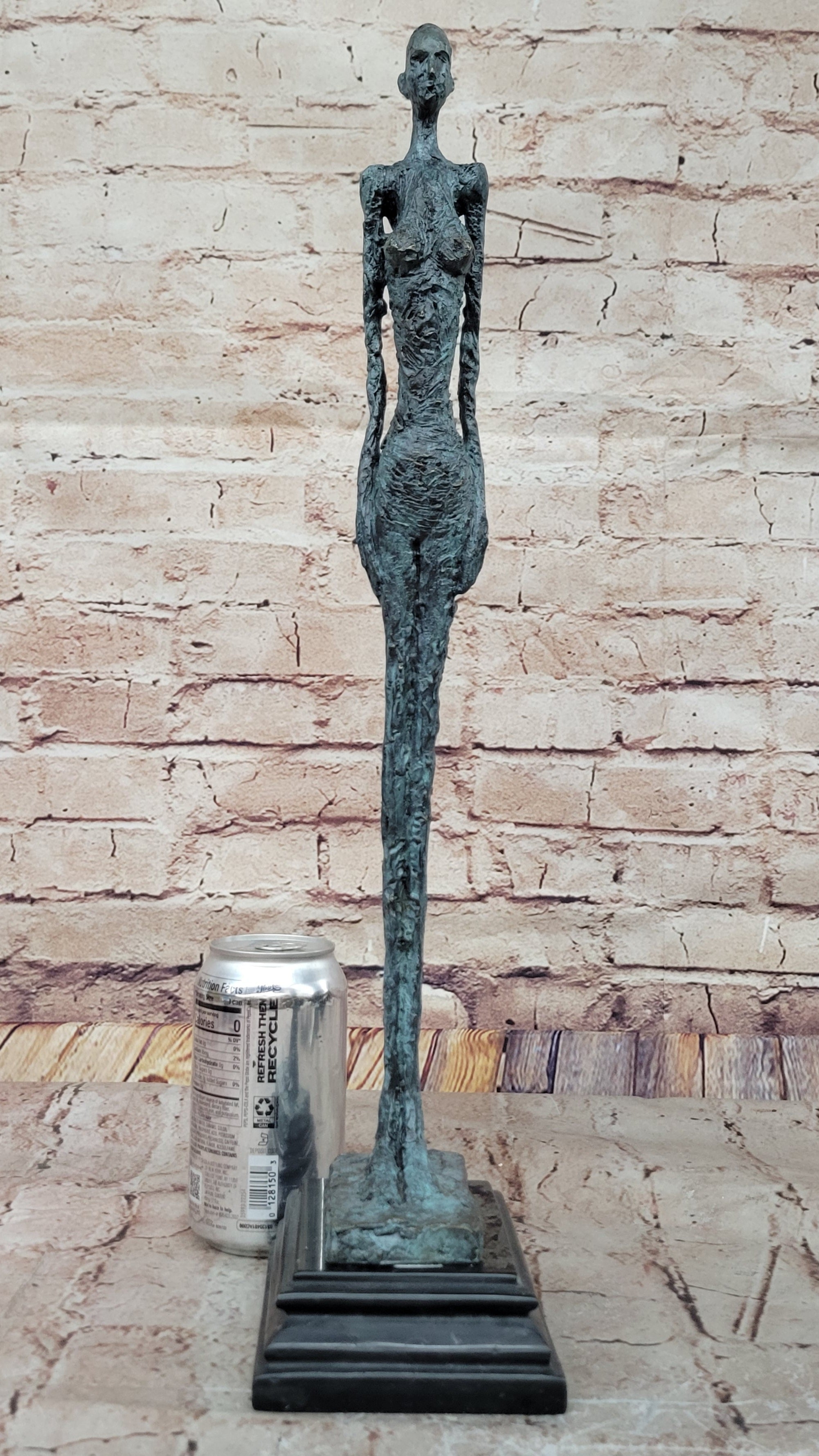 Hot Cast Bronze Standing Woman by Giacometti on Marble Base