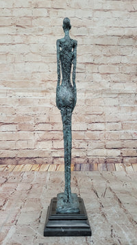 Hot Cast Bronze Standing Woman by Giacometti on Marble Base