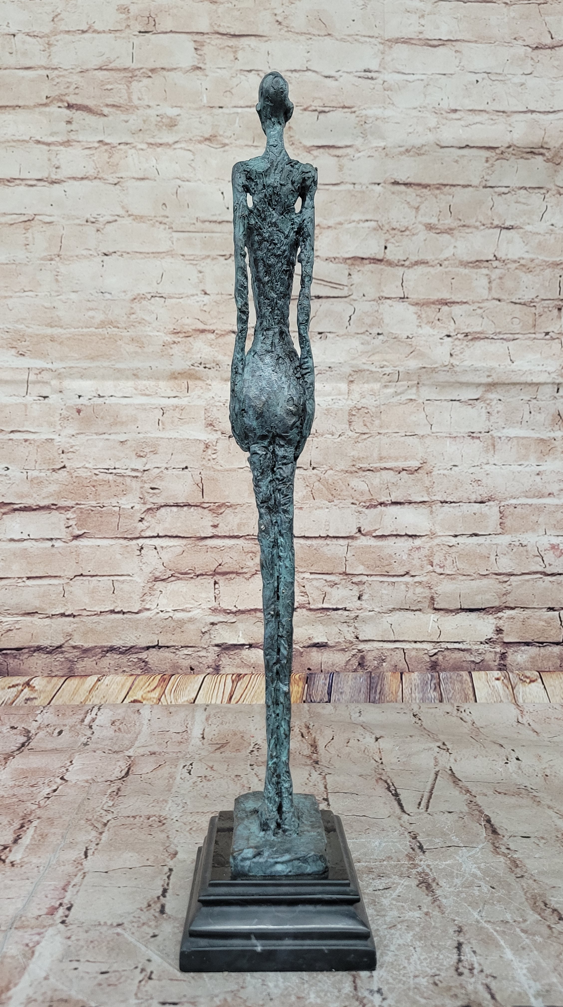 Hot Cast Bronze Standing Woman by Giacometti on Marble Base
