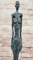 Hot Cast Bronze Standing Woman by Giacometti on Marble Base