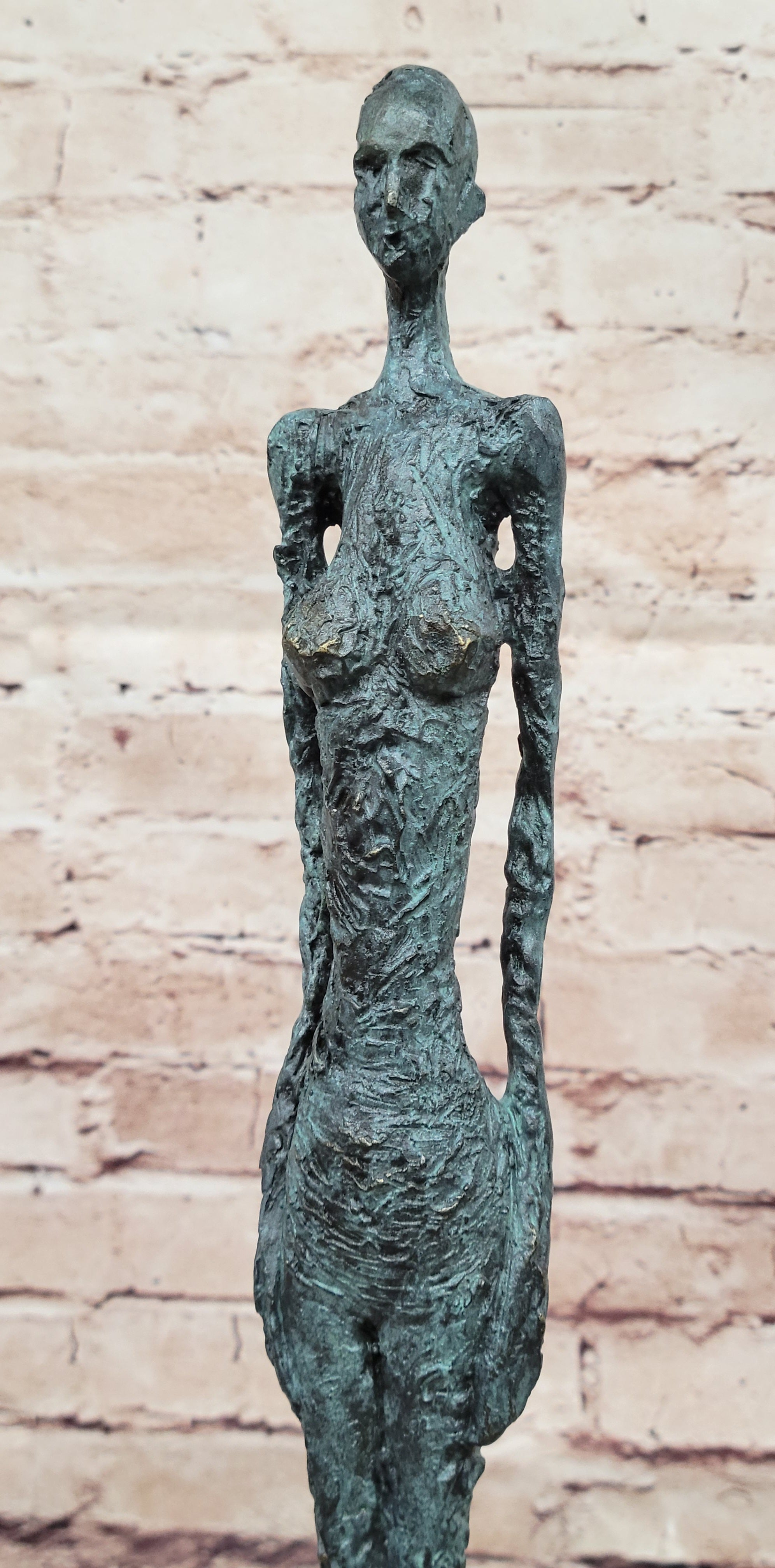 Hot Cast Bronze Standing Woman by Giacometti on Marble Base