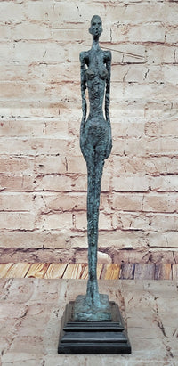 Hot Cast Bronze Standing Woman by Giacometti on Marble Base