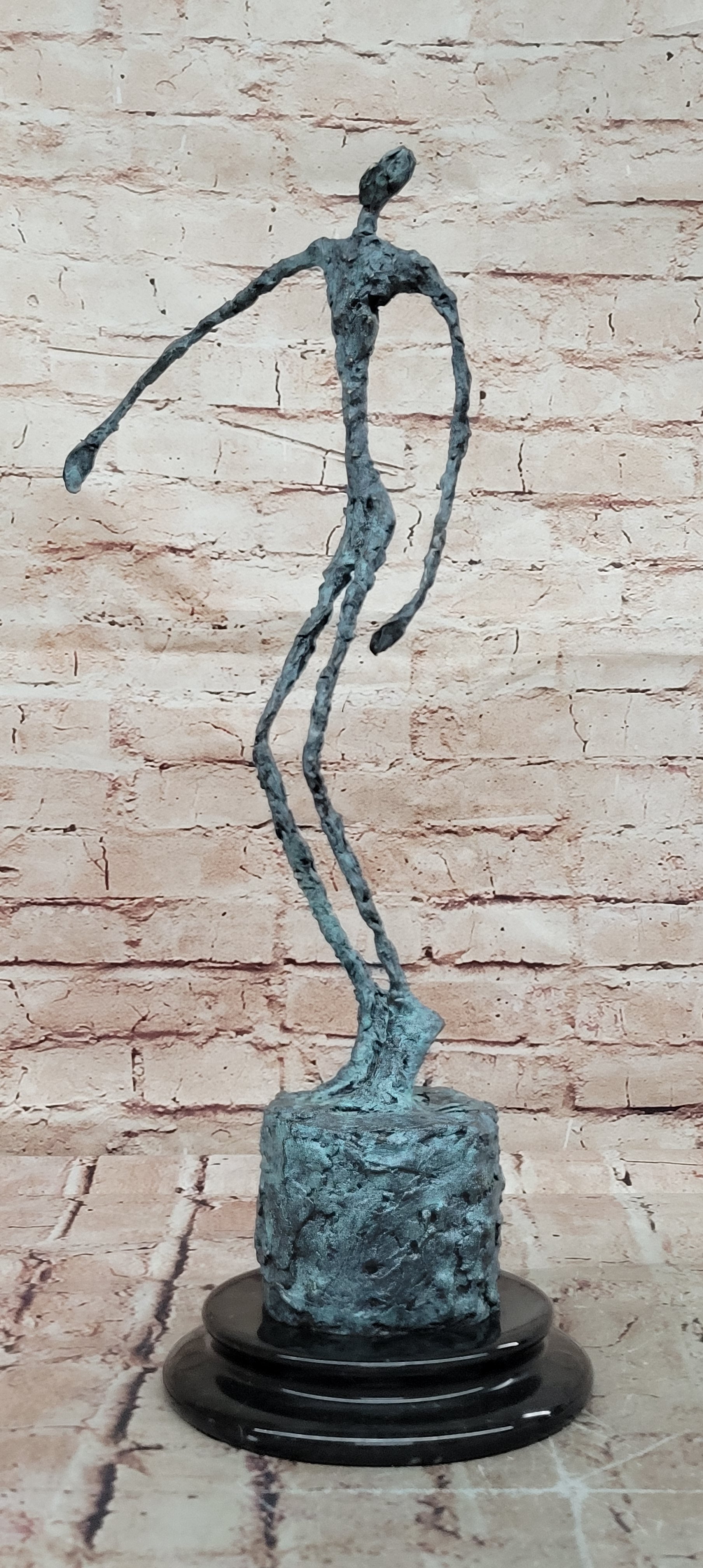 Abstract Modern Male Stick Genuine Bronze Sculpture