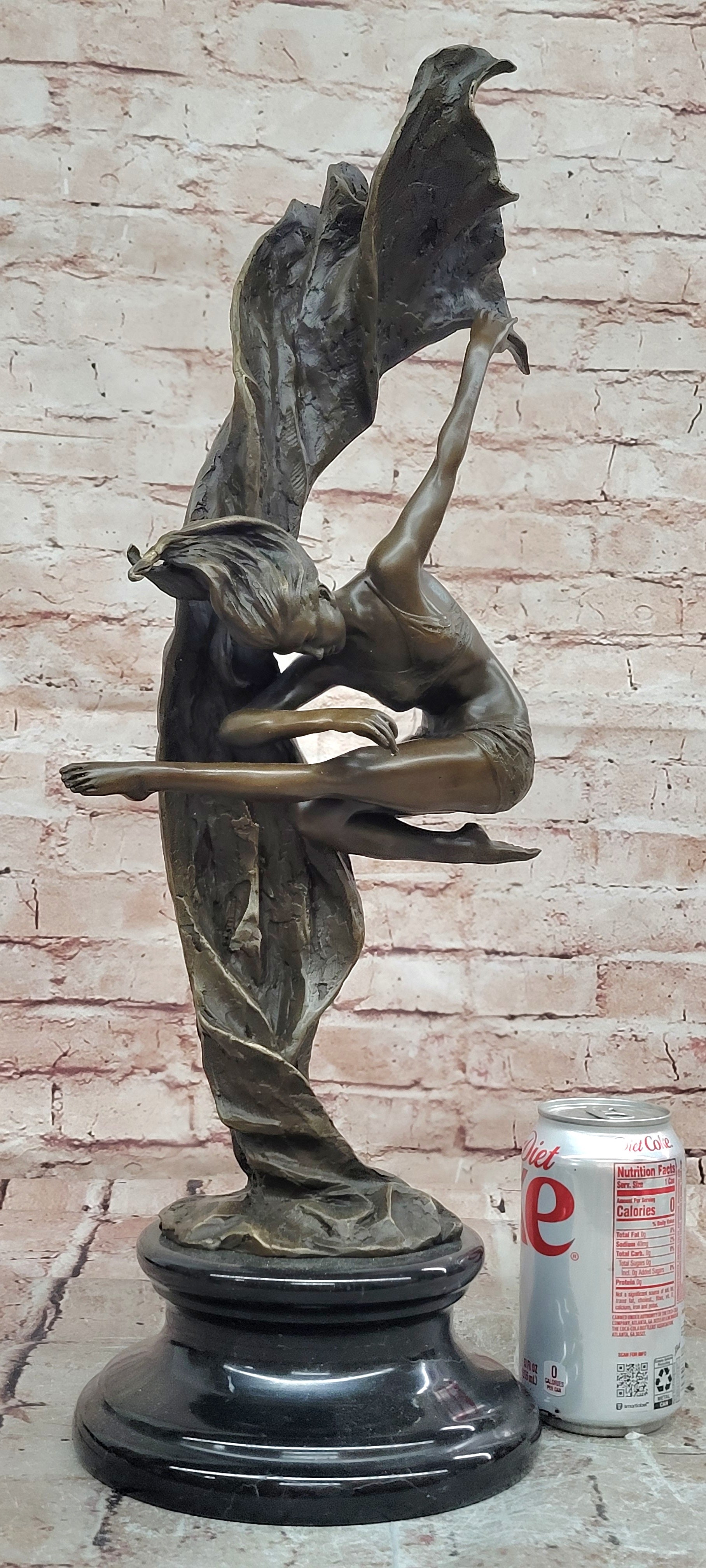 Bronze Sculpture Graceful Gymnast Suspended in Air Signed Cesaro Statue