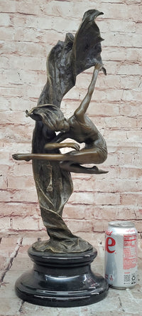 Bronze Sculpture Graceful Gymnast Suspended in Air Signed Cesaro Statue