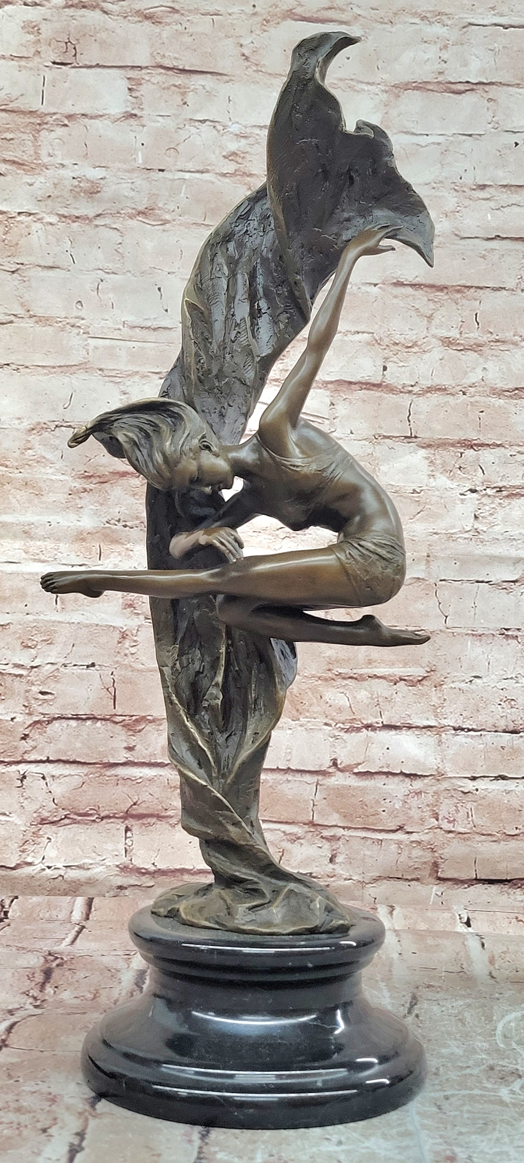 Bronze Sculpture Graceful Gymnast Suspended in Air Signed Cesaro Statue