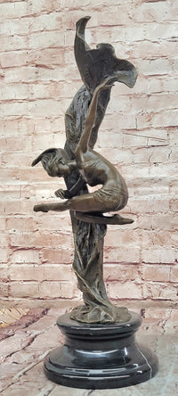 Bronze Sculpture Graceful Gymnast Suspended in Air Signed Cesaro Statue