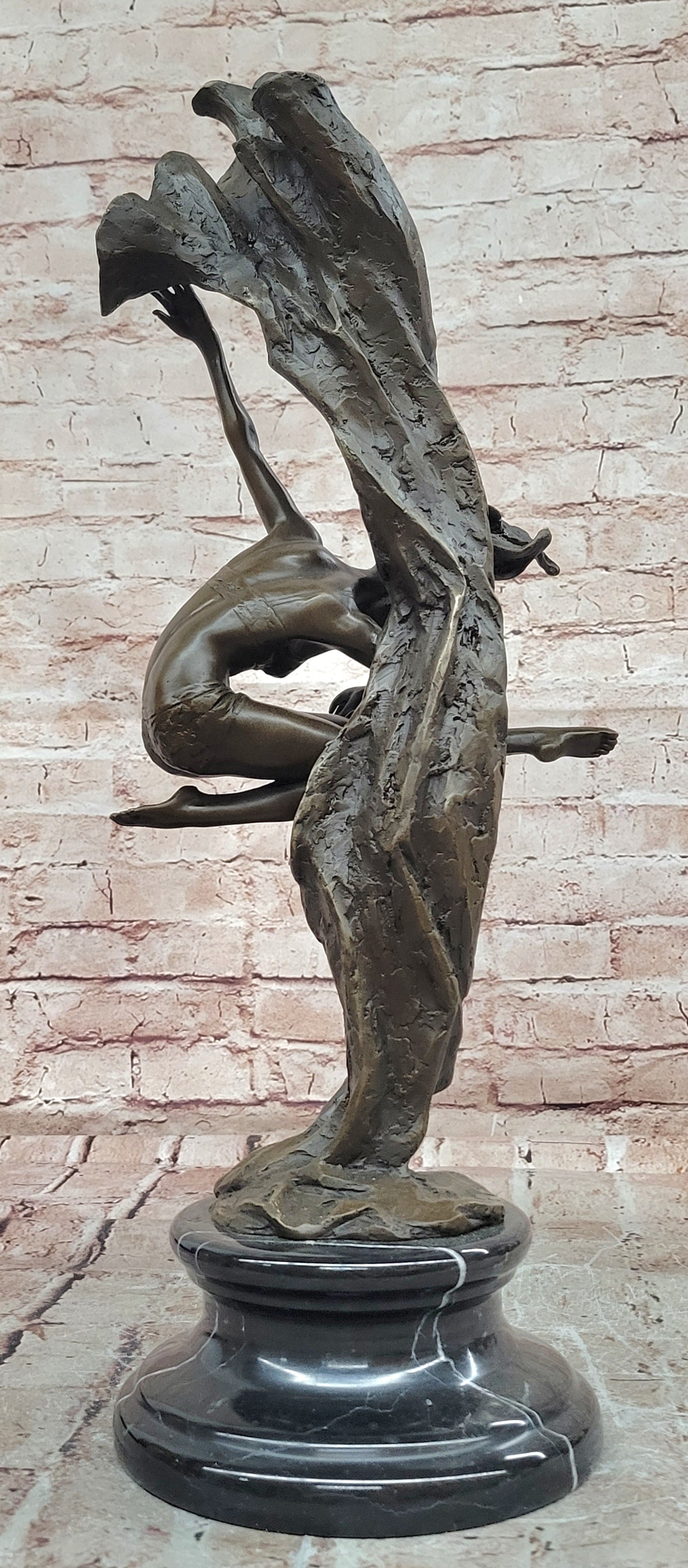 Bronze Sculpture Graceful Gymnast Suspended in Air Signed Cesaro Statue