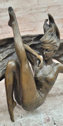 Bronze Sculpture Graceful Gymnast Suspended in Air Signed Cesaro Statue