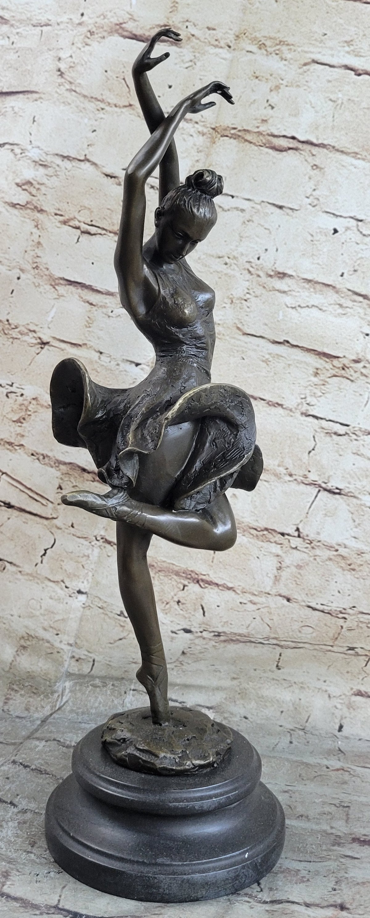 Spanish Flamenco Dancer Bronze Sculpture on Marble Base