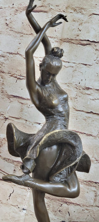 Spanish Flamenco Dancer Bronze Sculpture on Marble Base