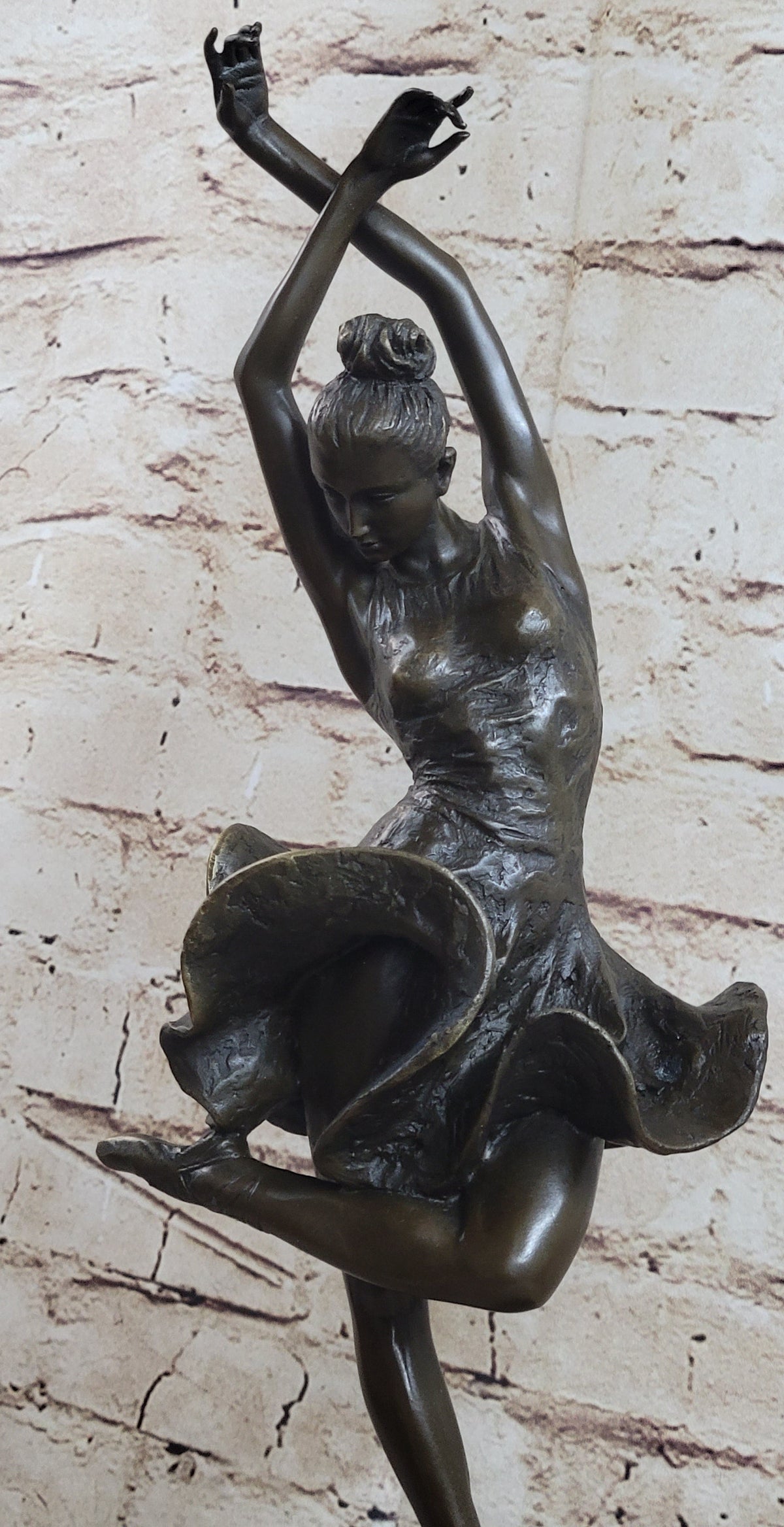 Spanish Flamenco Dancer Bronze Sculpture on Marble Base