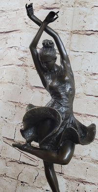 Spanish Flamenco Dancer Bronze Sculpture on Marble Base