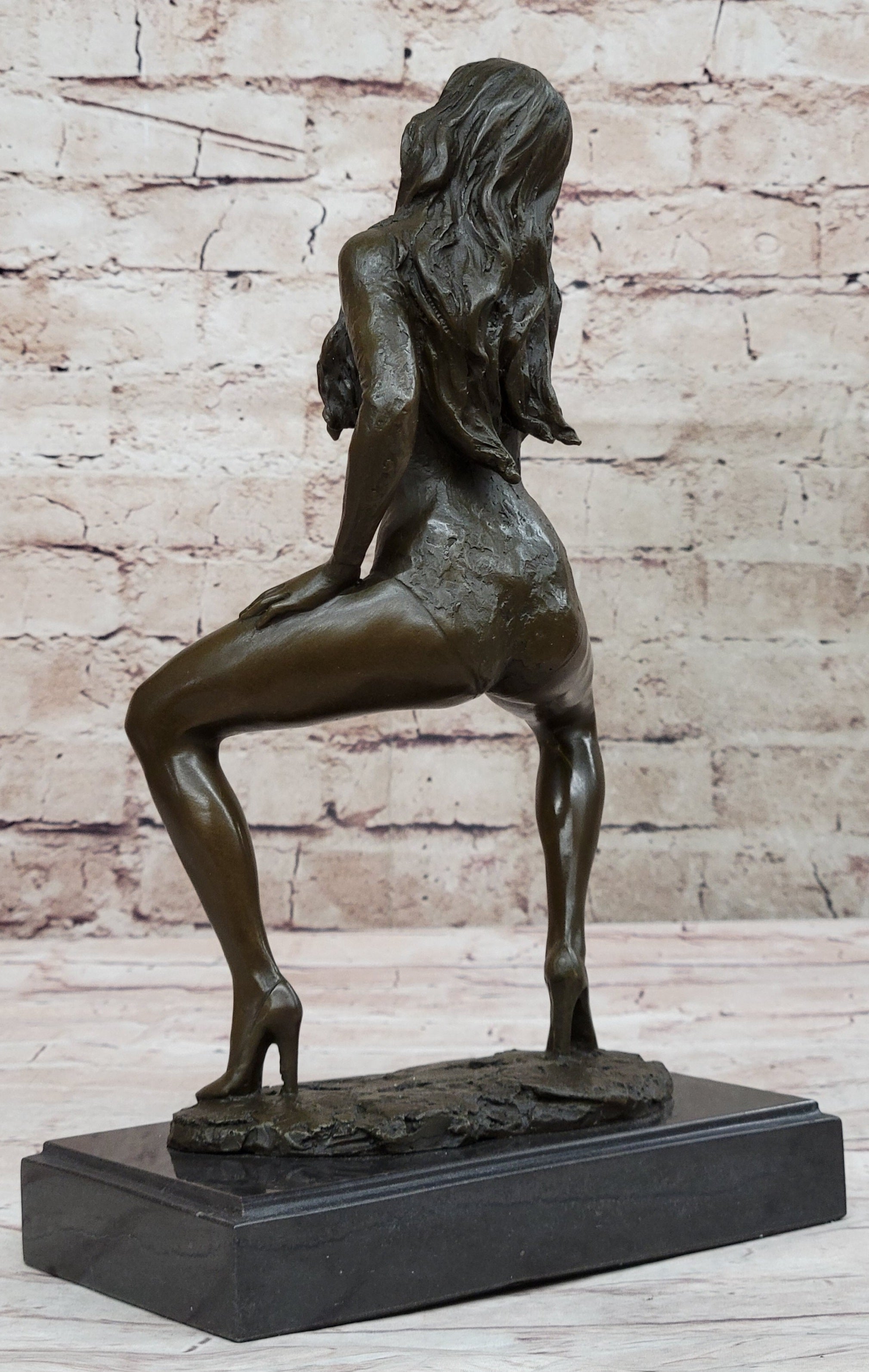 Nude Erotic Woman Walking a provocative Bronze Belle Sculpture