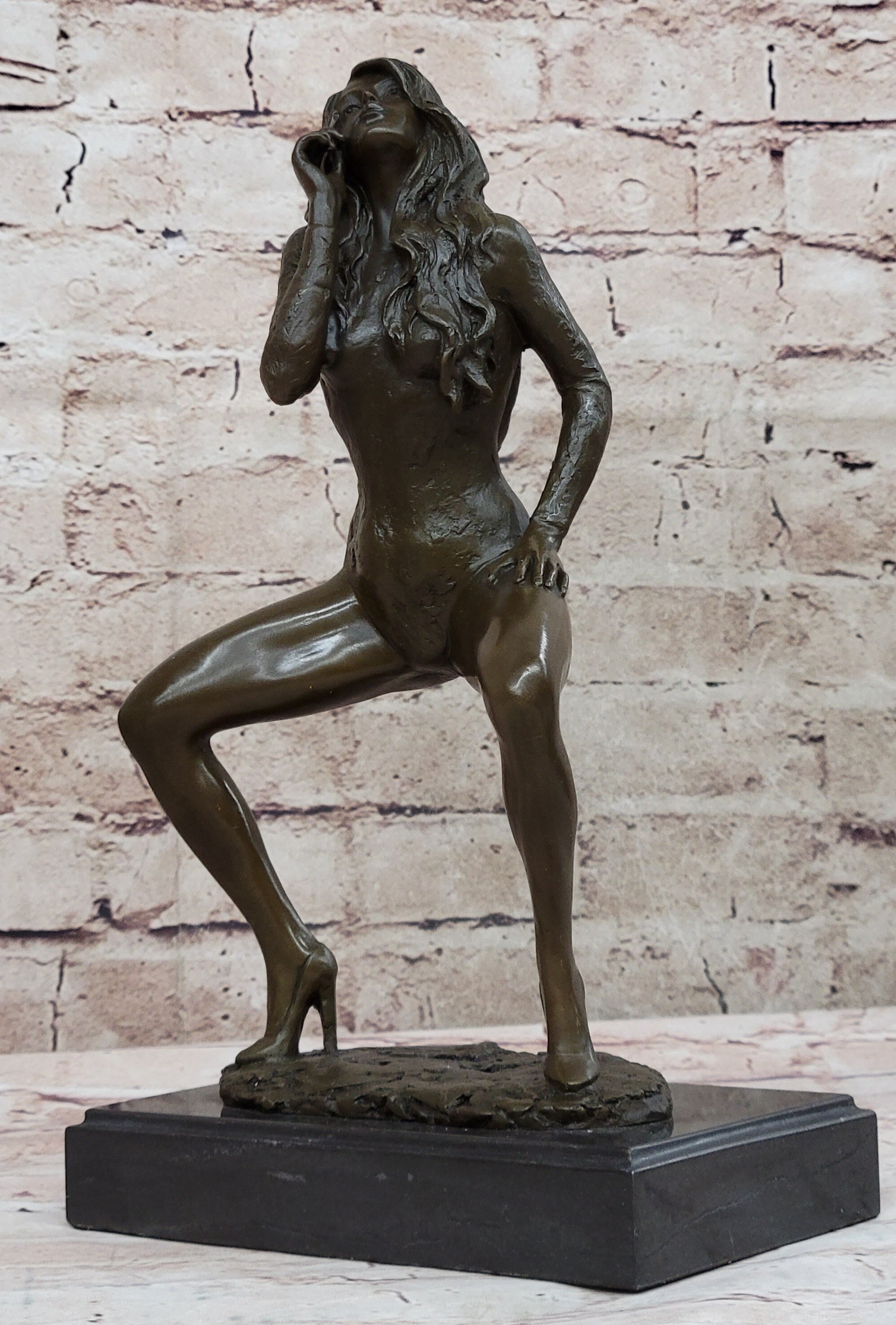 Nude Erotic Woman Walking a provocative Bronze Belle Sculpture