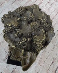 Girl Carrying Basket of Fruit - Bronze Sculpture on Marble Base