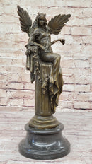 Winged Goddess Angel Queen on Throne - Bronze Art Sculpture