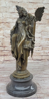 Winged Goddess Angel Queen on Throne - Bronze Art Sculpture