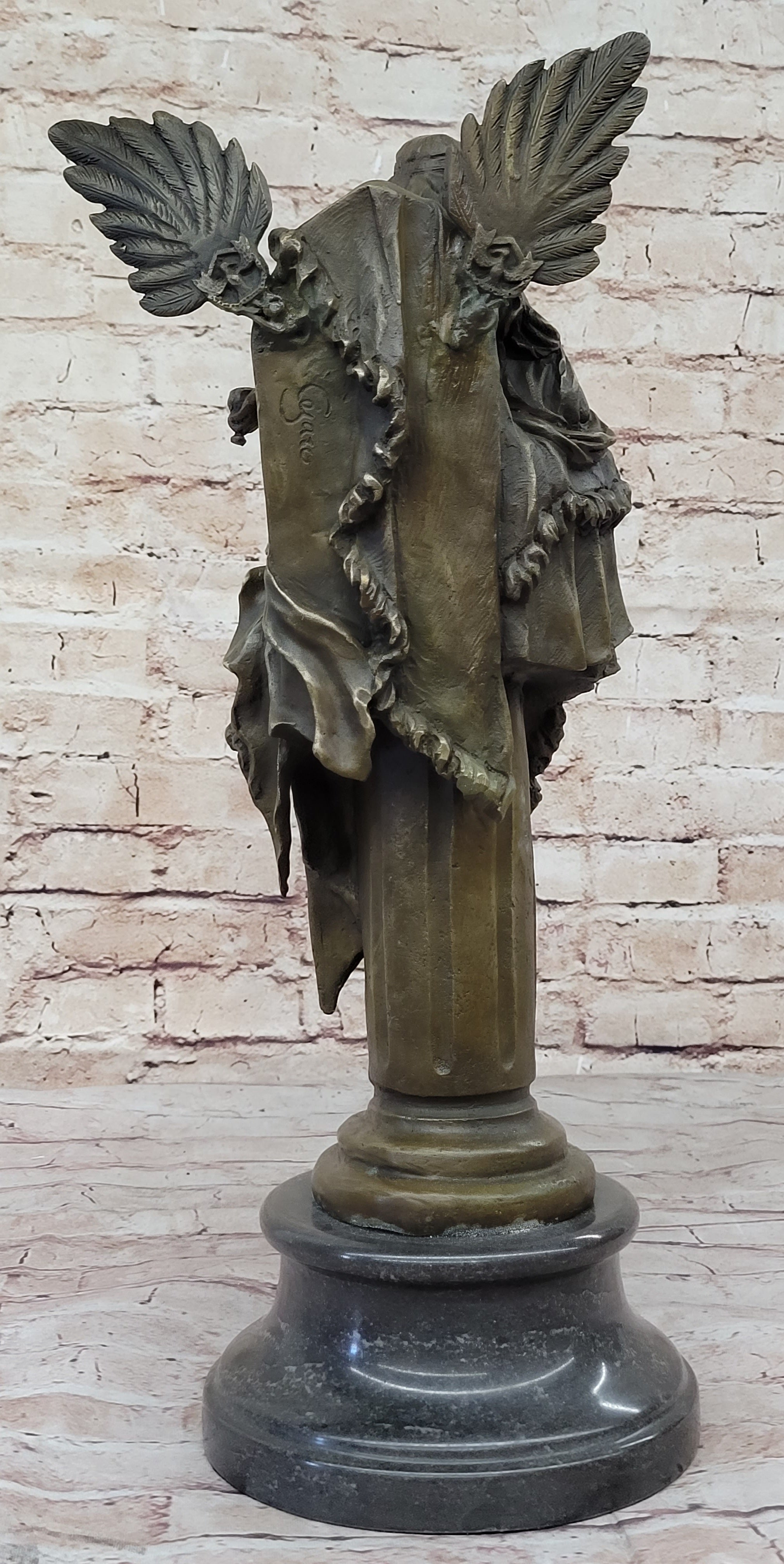 Winged Goddess Angel Queen on Throne - Bronze Art Sculpture