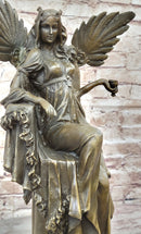 Winged Goddess Angel Queen on Throne - Bronze Art Sculpture