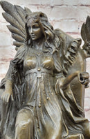 Winged Goddess Angel Queen on Throne - Bronze Art Sculpture