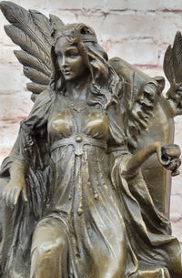 Winged Goddess Angel Queen on Throne - Bronze Art Sculpture