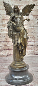 Winged Goddess Angel Queen on Throne - Bronze Art Sculpture