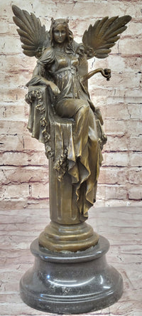 Winged Goddess Angel Queen on Throne - Bronze Art Sculpture