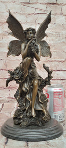 Signed Original Cesaro a Wood Nymph Fairy with Wings Bronze Sculpture Statue