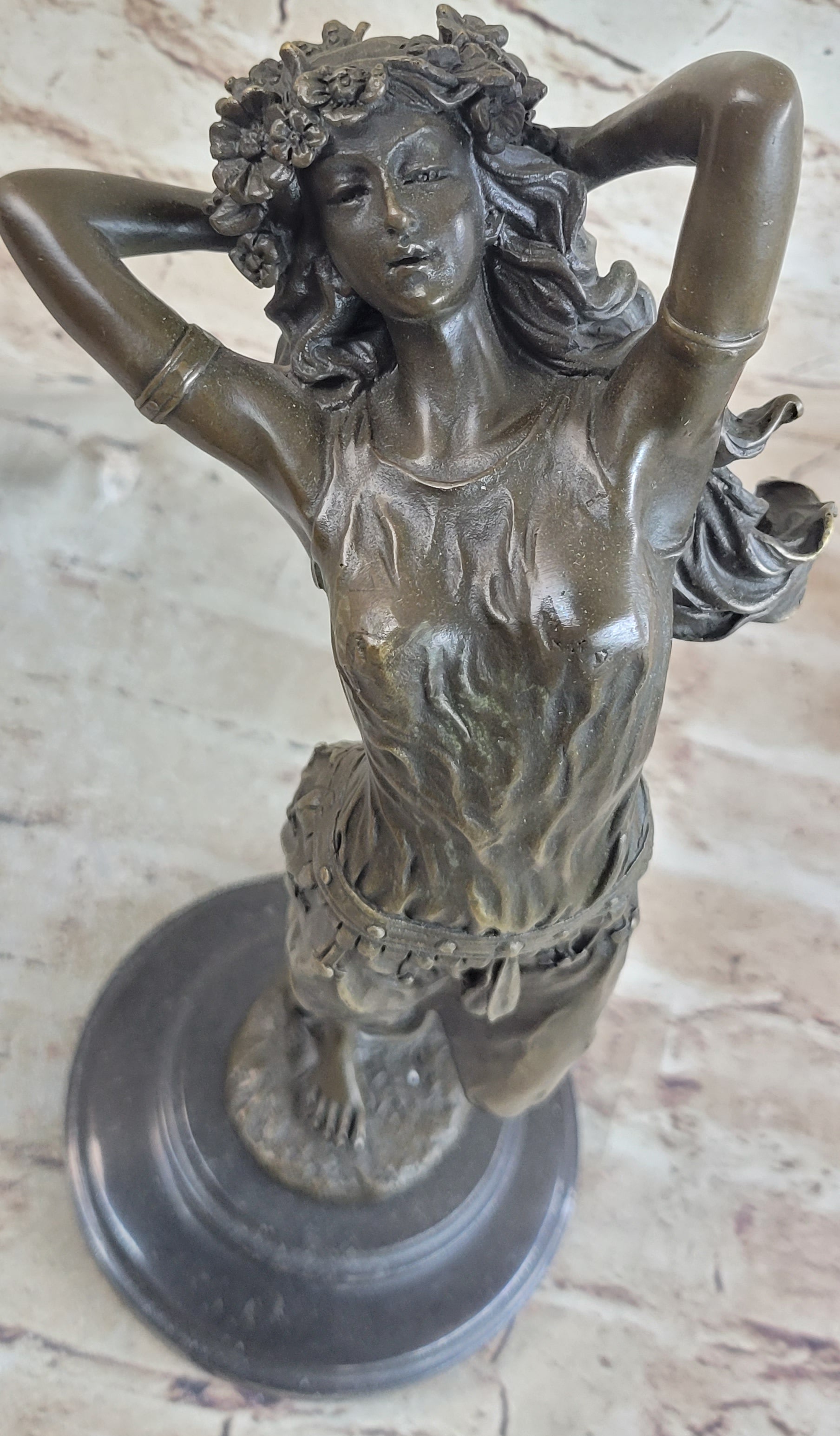 Bronze Art Nouveau Dancing Woman by Aldo Vitaleh