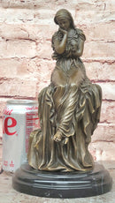Signed Original Mario Nick Bronze Statue of a Seated Woman in a Long Dress