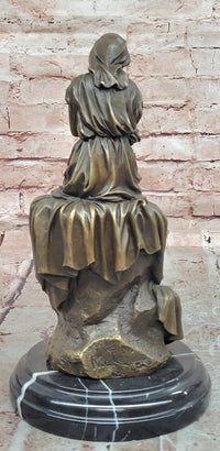 Signed Original Mario Nick Bronze Statue of a Seated Woman in a Long Dress