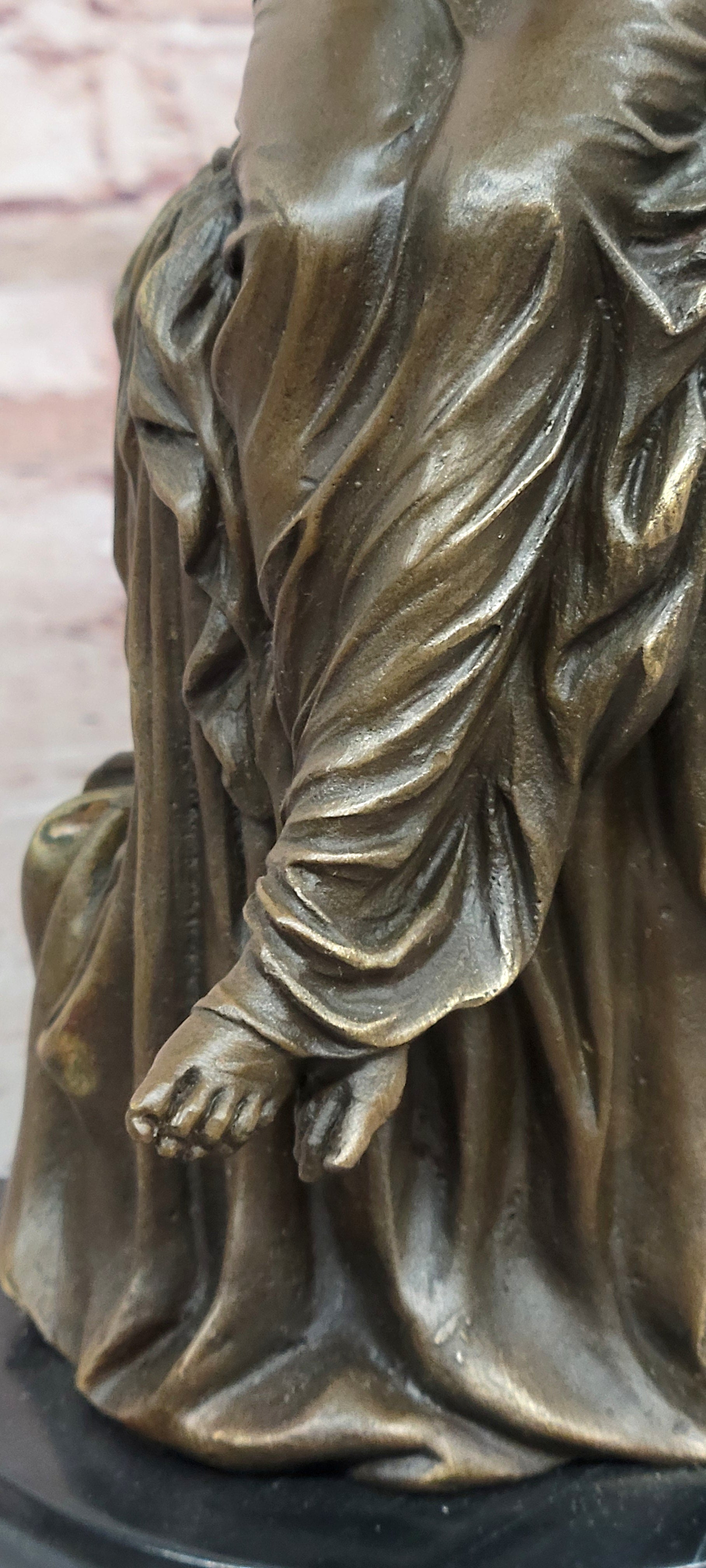 Signed Original Mario Nick Bronze Statue of a Seated Woman in a Long Dress